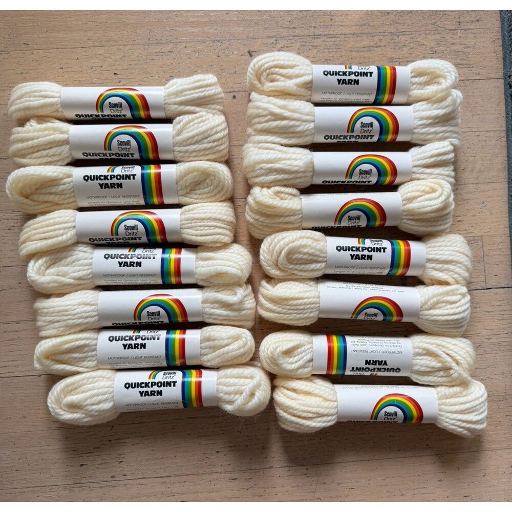 Lot of 16 Regency White Vintage Scovill Dritz 100% Virgin Wool Needlepoint Yarn